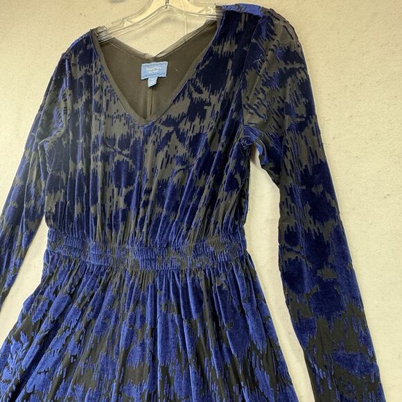 Velvet Burnout Midi Dress Women’s Sz Small Sheer LS Empire Waist Whimsigoth Goth - Picture 11 of 12